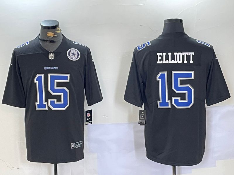 Men Dallas Cowboys #15 Elliott Black 2024 Nike Vapor Limited NFL Jersey style 1